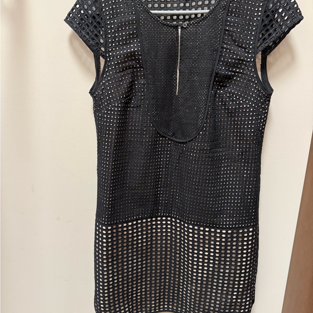 Black Mesh Short Sleeve Dress